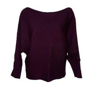 Jennifer Lopez Plum Dolman Sweater With Button Cutout Accents Size Large
